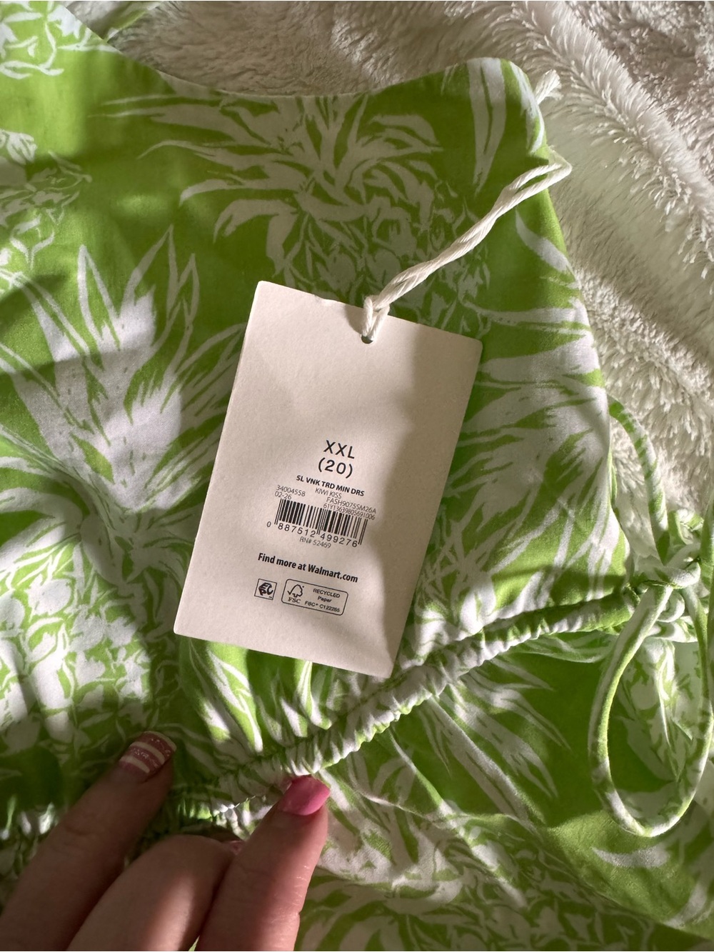 Women's Green & White Printed Dress XXL